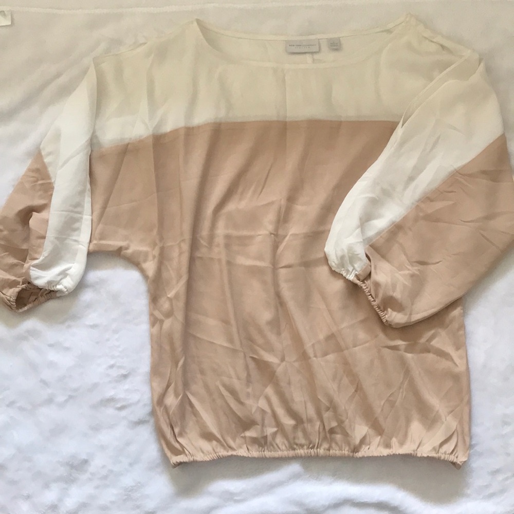 New York and Company tan dress shirt.